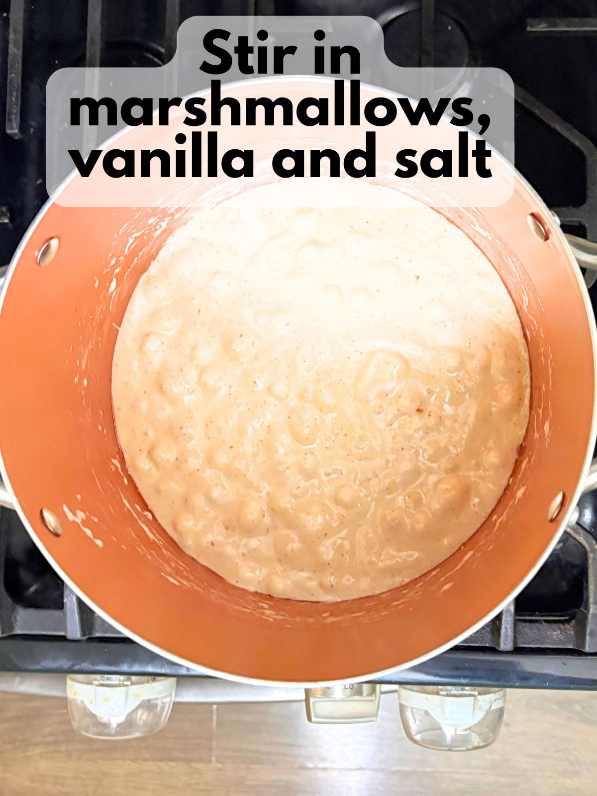mini marshmallows melted into browned butter