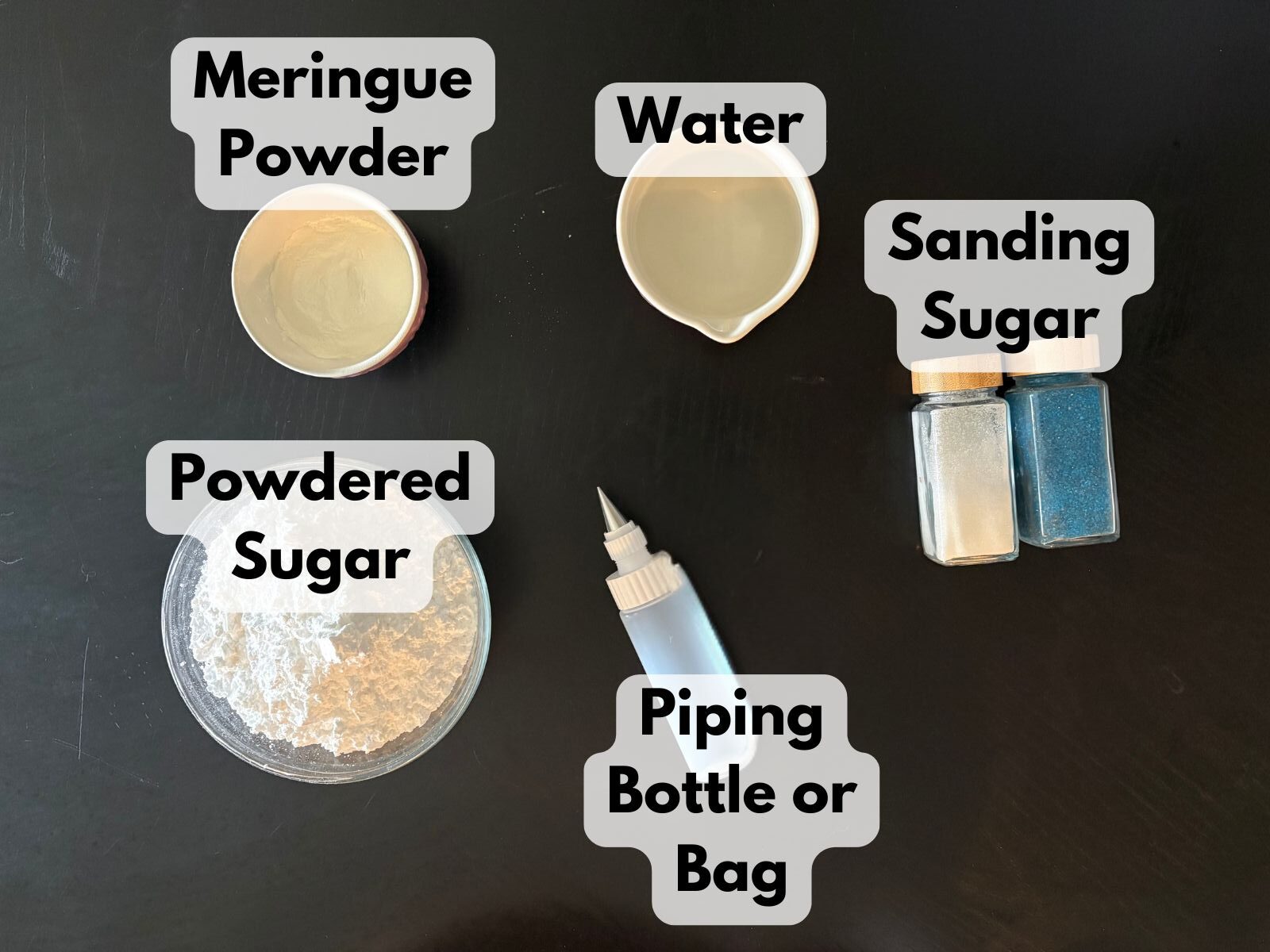 royal icing and decorating ingredients