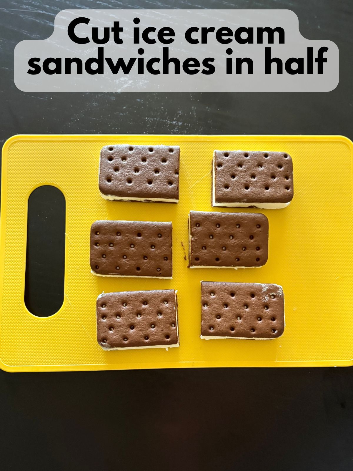 ice cream sandwiches cut in half